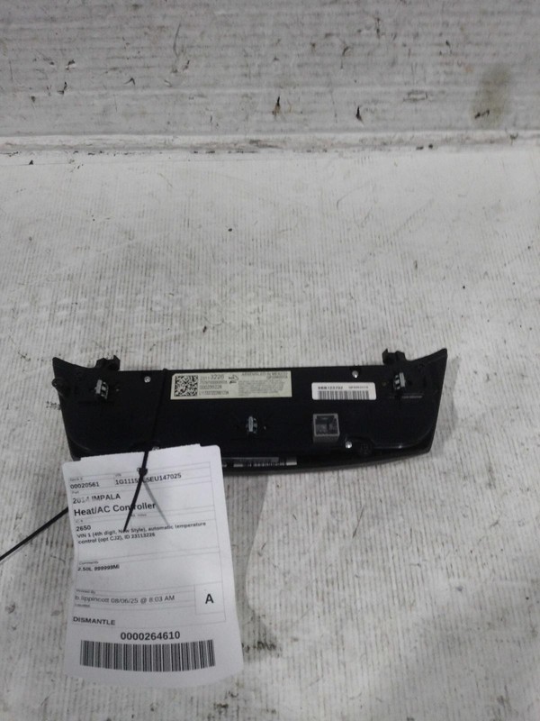 2014 Chevrolet Impala A/C Selector Switch OEM 23113226 Used 174K Miles