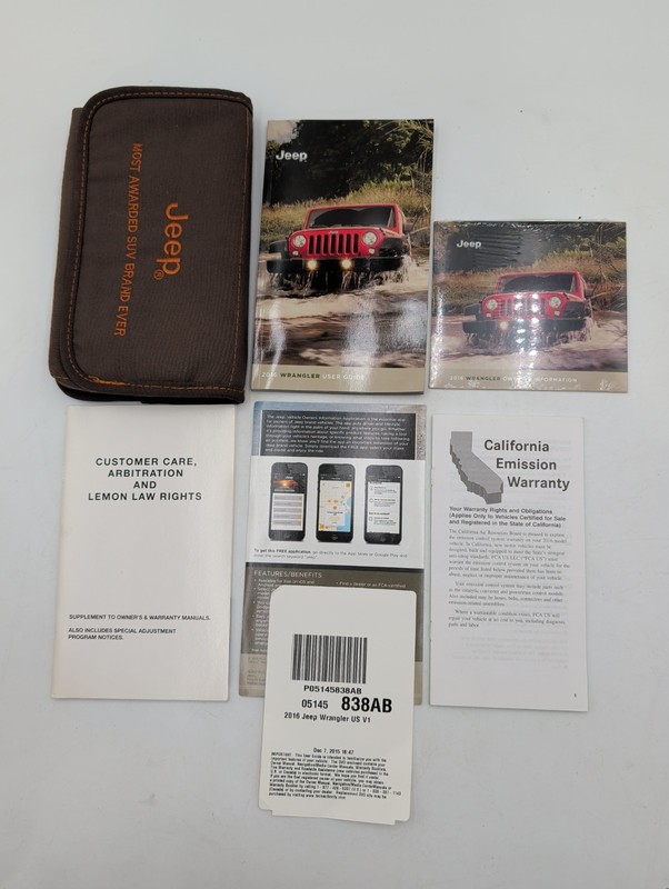 2016 Jeep Wrangler User Guide Owners Manual With CaseFree Shipping