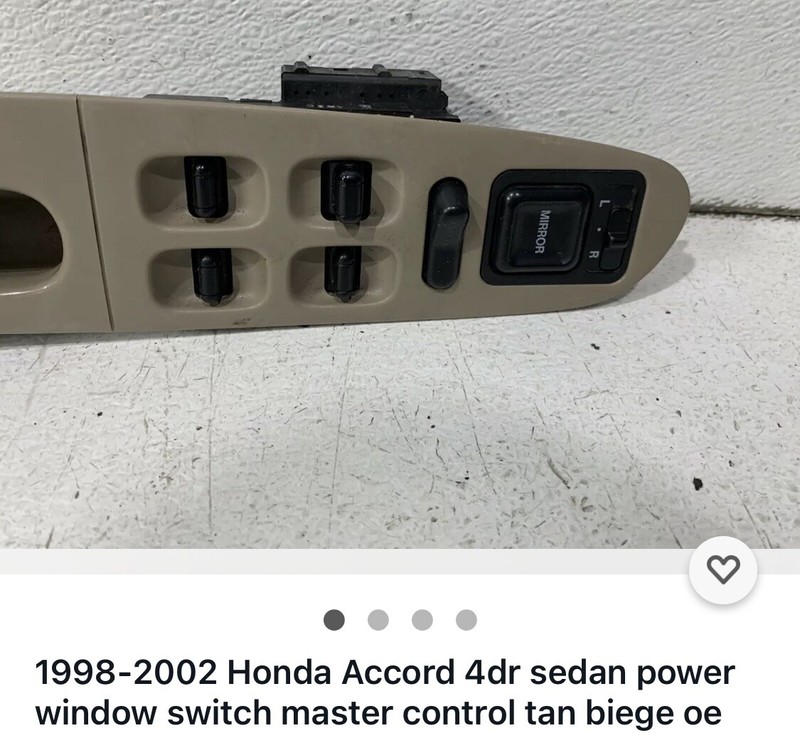 1998-2002 Honda Accord 4dr sedan power window switch master control tan biege oe