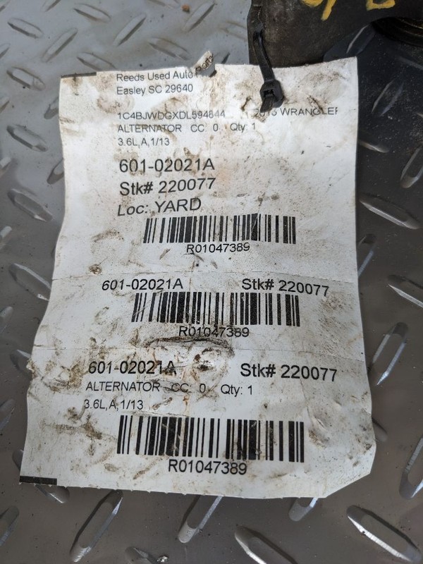 Alternator VIN W 6th Digit Jk Body 160 Amp Fits 12-18 WRANGLER 1047389