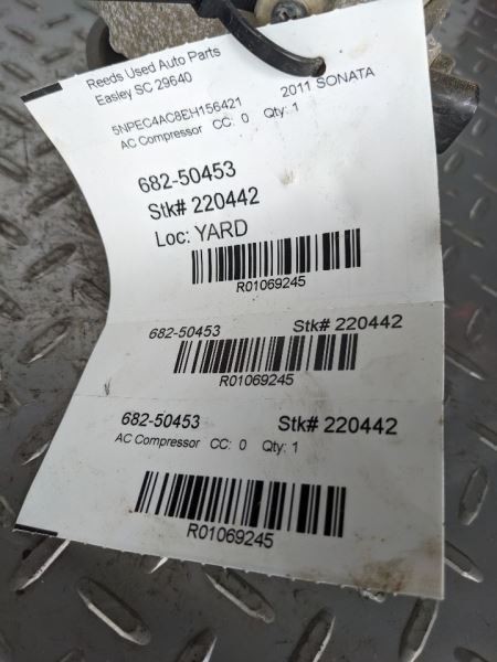AC Compressor Turbo VIN B 8th Digit Thru 11/15/11 Fits 11-12 SONATA 1069245