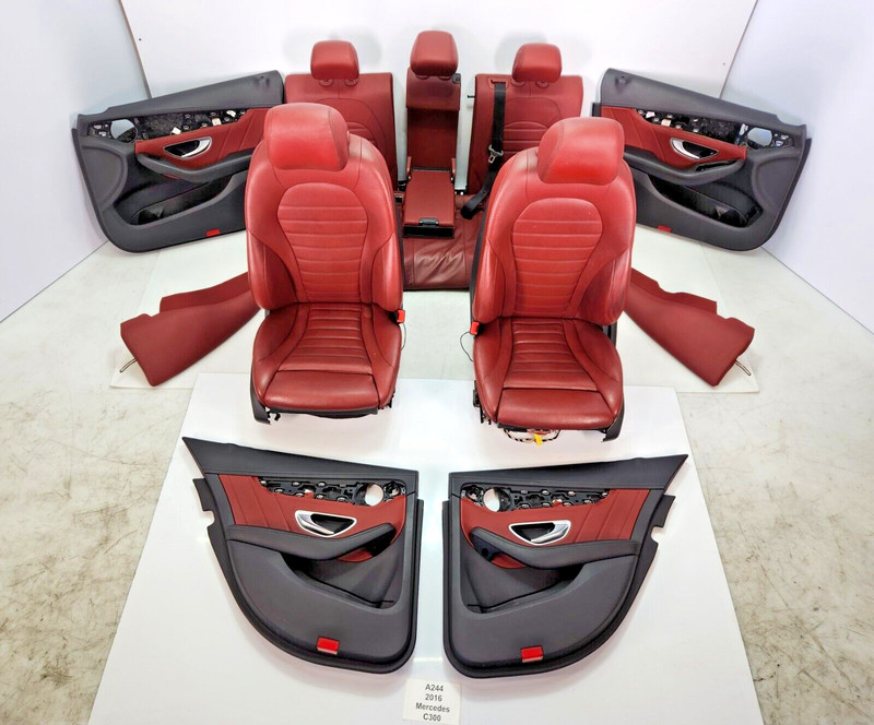 ✅ 15-18 OEM Mercedes W205 C300 Front Rear Left Right Door Panel Seat Red Set *