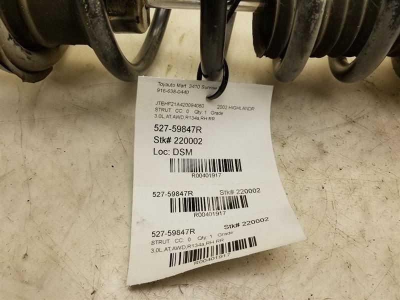 01-03 TOYOTA HIGHLANDER REAR RIGHT PASSENGER SIDE STRUT