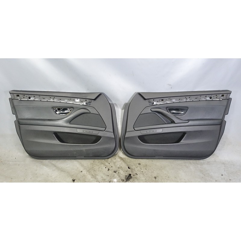 2011-2016 BMW F10 5-Series Front Interior Door Panel Trim Pair Black Leather OEM