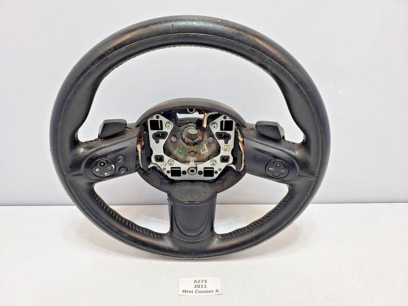 ✅ 05-15 OEM Mini Cooper R56 Sport Steering Wheel Black Leatherette W/ Buttons *