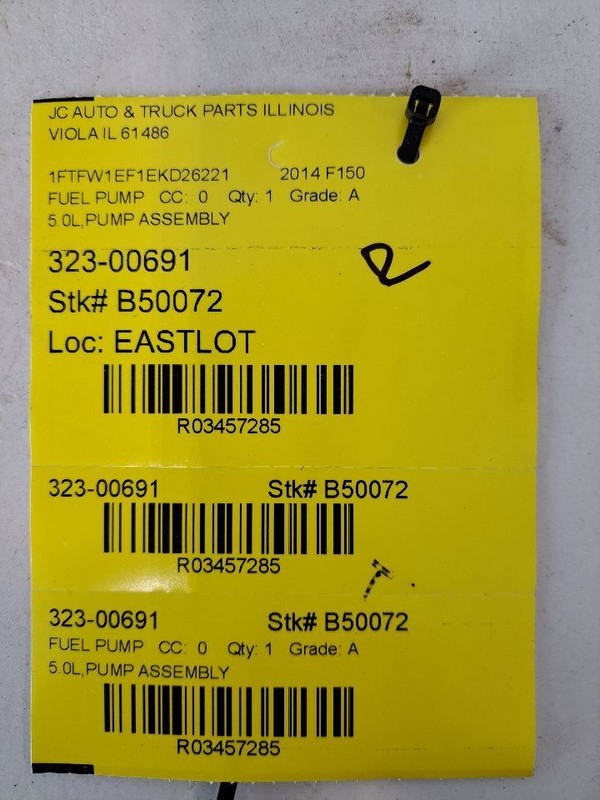 Fuel Pump 3.7L Tank Mounted 145" Wb Fits 09-14 FORD F150 PICKUP 3457285
