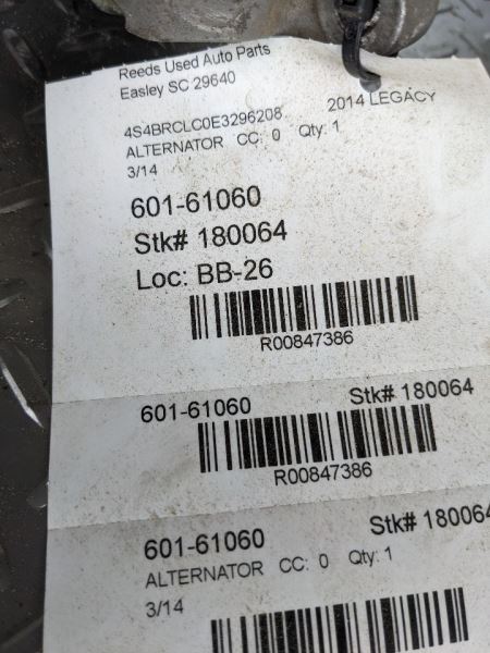 Alternator Fits 13-14 LEGACY 847386