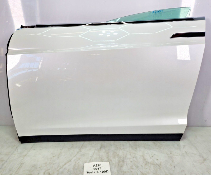 ✅16-20 OEM Tesla Model X Front Left Driver Door Shell Panel White PPSW COMPLETE*