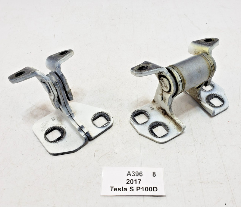 ✅ 12-20 OEM Tesla Model S Front Right Passenger Door Hinge Upper Lower White SET