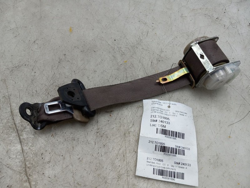 05 TOYOTA TACOMA REAR DRIVER LEFT SEAT BELT GRY-FA13