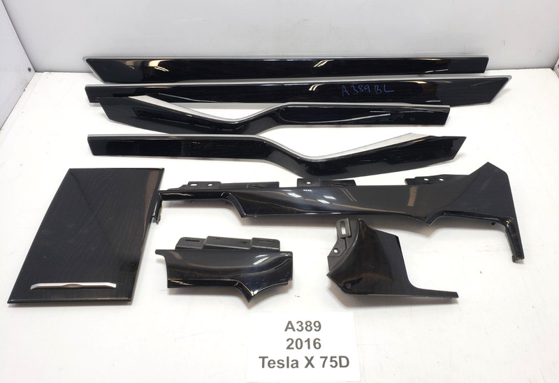 ✅ 16-20 OEM Tesla Model X Front Rear Left Right Dashboard Door Trim Wood SET