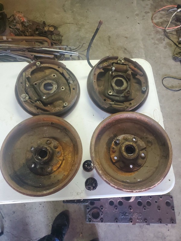 1940-47 Packard clipper Six rear brake drum and backing plates set