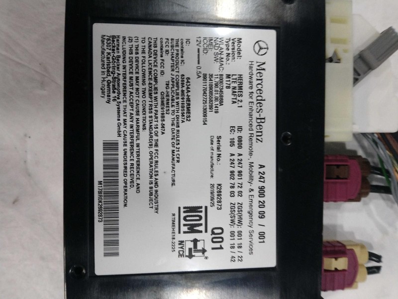 2020 Mercedes-Benz CLA-Class Telematics Interface Module OEM 59K Miles
