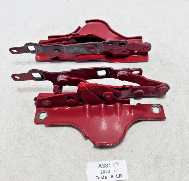 ✅ 12-25 OEM Tesla Model S Front Left Right Bonnet Hood Hinge Bracket Red SET