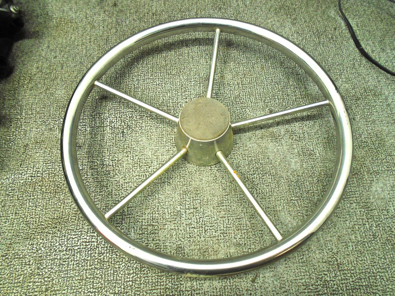 USED STEERING WHEEL 15" STAINLESS STEEL 5 SPOKE BOAT HELM
