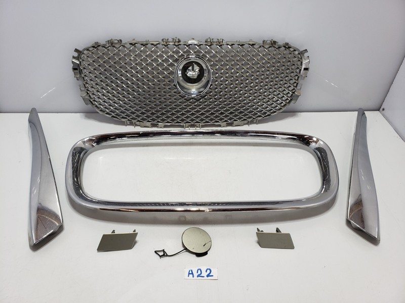 ✅12-15 OEM Jaguar XF Front Bumper Grille Upper Chrome Mesh W/ Molding Trim NOTE*