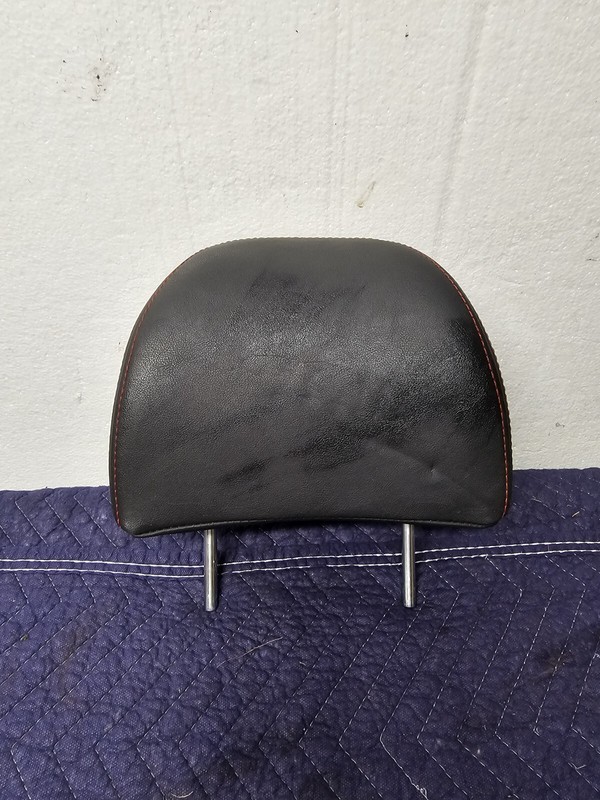 12-15 Subaru Impreza WRX Headrest 2nd Row Rear Set Black Leather Red Stitching