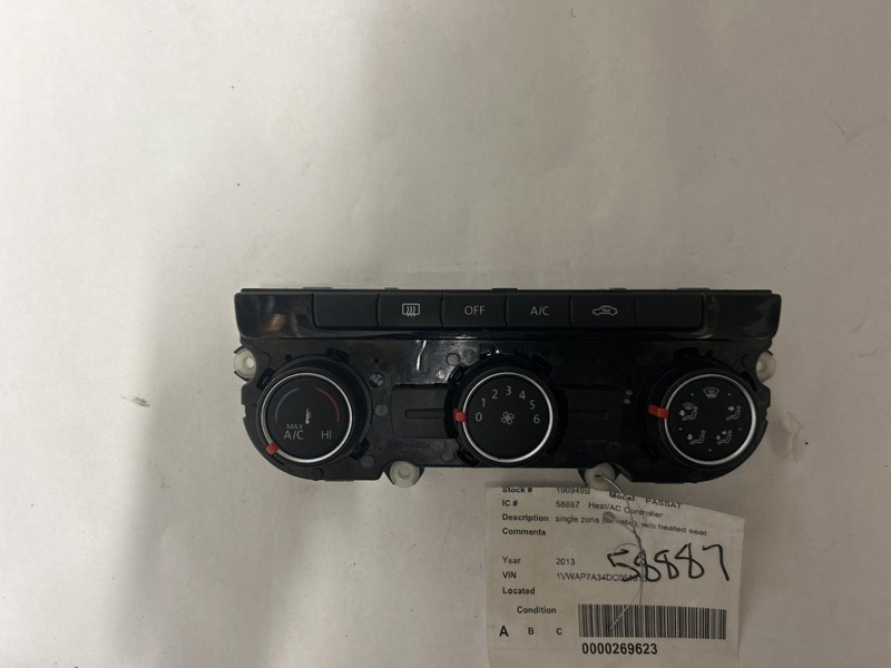 2013 VOLKSWAGEN PASSAT Heat AC Controller single zone 561907426BZJU OEM 13