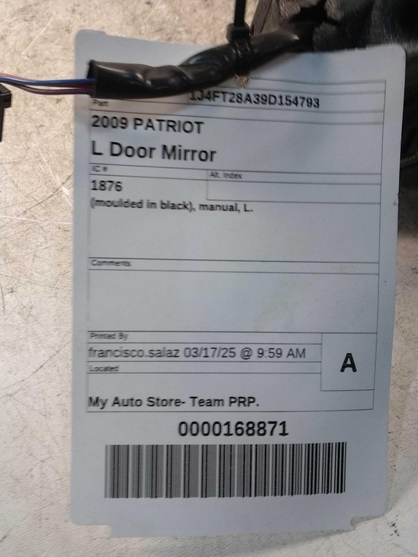 2009 Jeep Patriot Left Door Mirror Red Manual OEM 92000 Miles NJ25-15959-404666