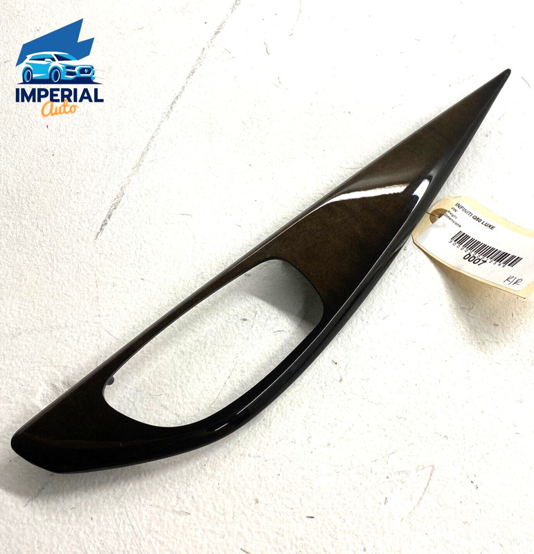 2014-2020 INFINITI Q50 REAR PASSENGER DOOR INTERIOR HANDLE WOOD BEZEL TRIM OEM