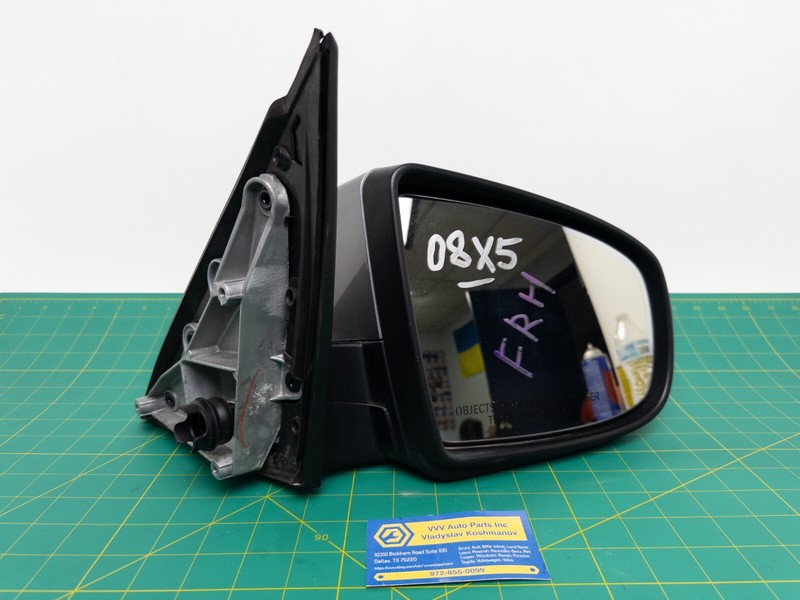 07-13 BMW X5 E70 RIGHT PASSENGER SIDE DOOR REAR VIEW MIRROR Auto Dim Gray A52 OE