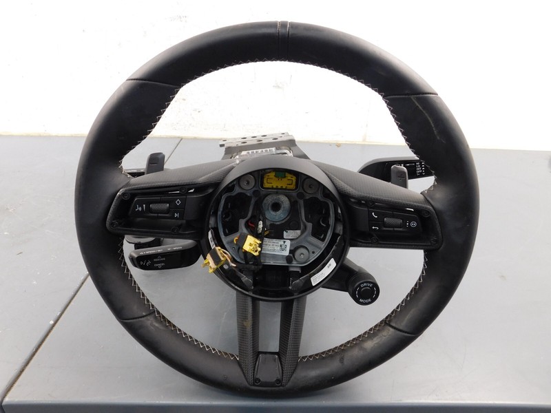 2022 21 Porsche 911 Turbo S 992 Carbon Leather Steering Wheel / Column #4417 L2