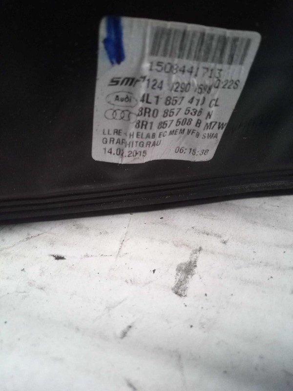 2015 AUDI Q7 Right Door Mirror Assembly Grey Used 85K Miles OEM Part 618492