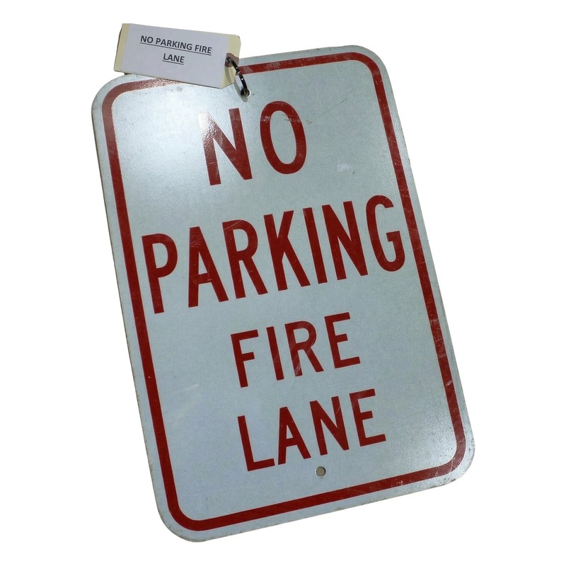 Authentic Road Sign NO PARKING FIRE LANE Real Street Vintage