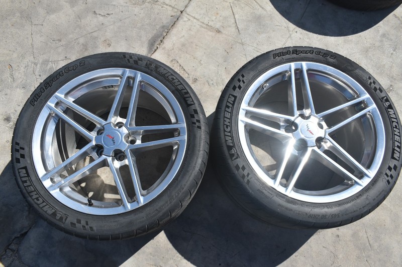 2007-10 Corvette Z06 Chrome Speedline Rear Wheels 5 Double Spoke 19x12 SET USED