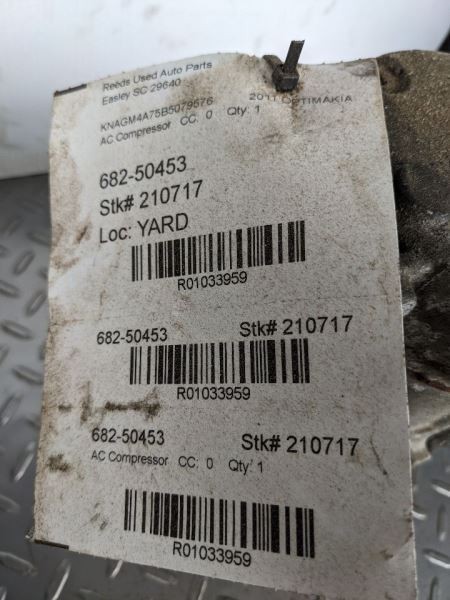 AC Compressor Turbo VIN B 8th Digit Thru 11/15/11 Fits 11-12 SONATA 1033959