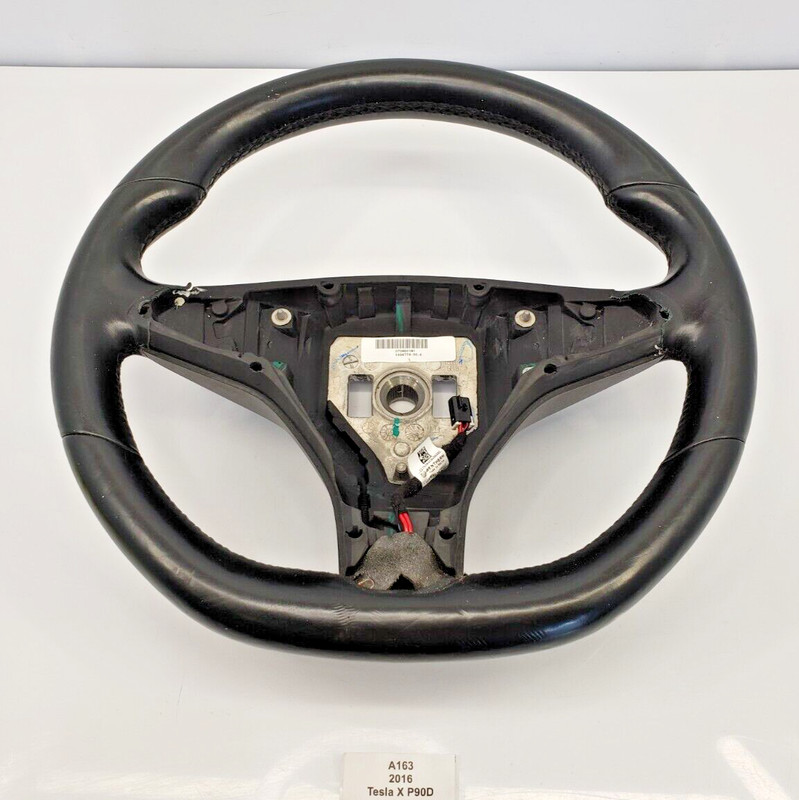 ✅ 2012-2020 OEM Tesla Model X S Heated Leather Steering Wheel Black Assembly
