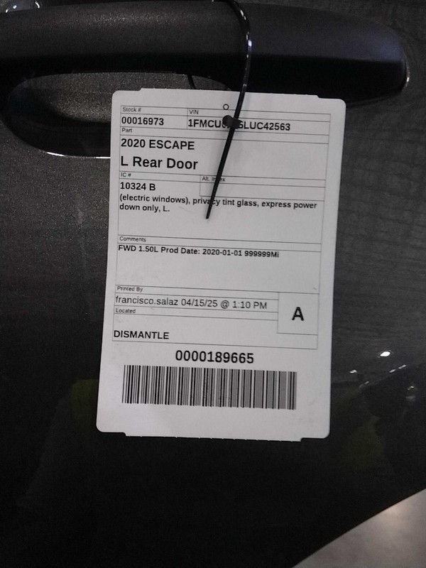 2020 Ford Escape Left Rear Door Grey 699834 Used 125K Miles OEM
