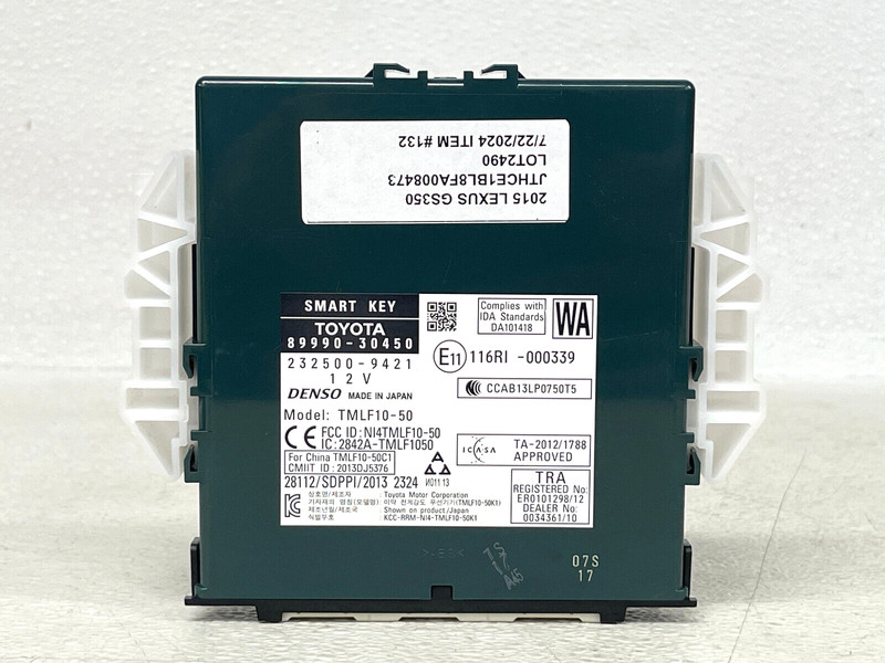 ⭐2015 LEXUS GS350 THEFT LOCKING KEYLESS SMART KEY CONTROL MODULE OEM LOT2490