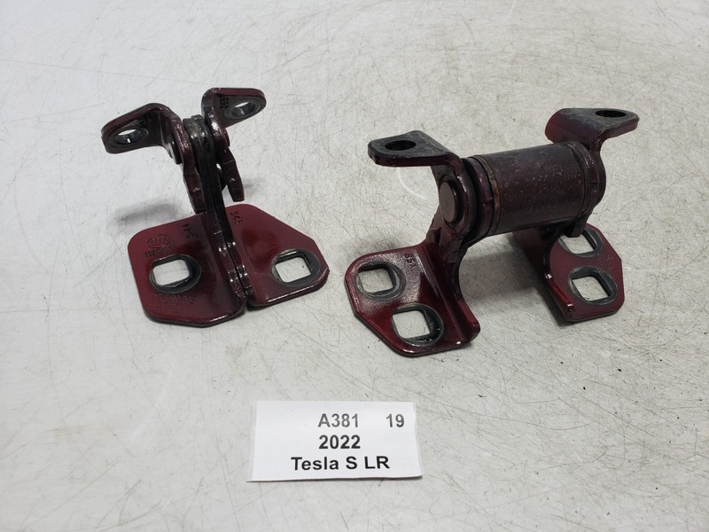✅ 12-25 OEM Tesla Model S Front Right Passenger Door Hinge Upper Lower Red SET