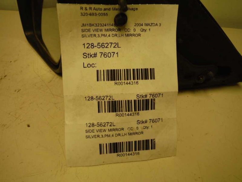 04 05 06 MAZDA 3 L. SIDE VIEW MIRROR POWER HEATED 144316