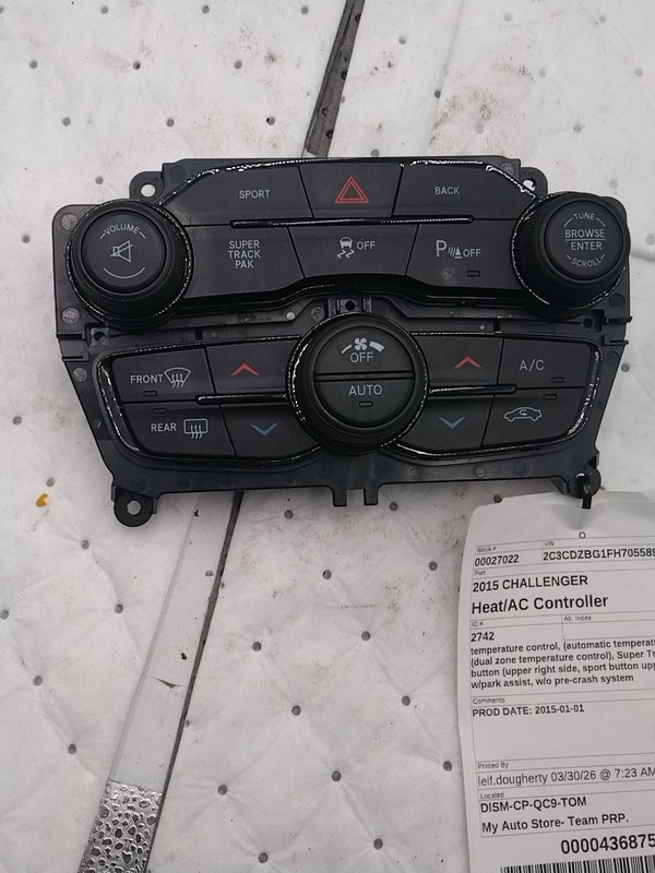 2015 Dodge Challenger A/C Selector Switch OEM 68184927AA White 80K Miles