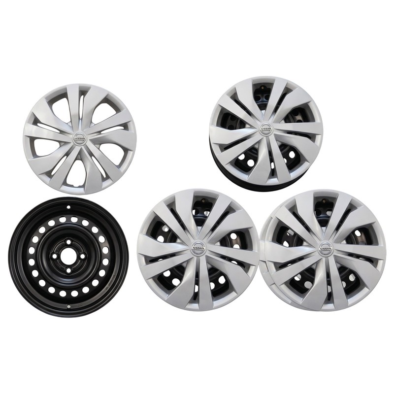 (4) Nissan Versa 15" x 6.5" 2020-2025 Wheels 403005EF0E w/ Covers 403155EFOB OEM