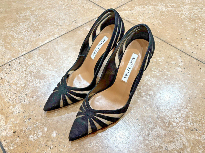 Aquazzura The Spy 37.5 Suede & Mesh Pump Women's