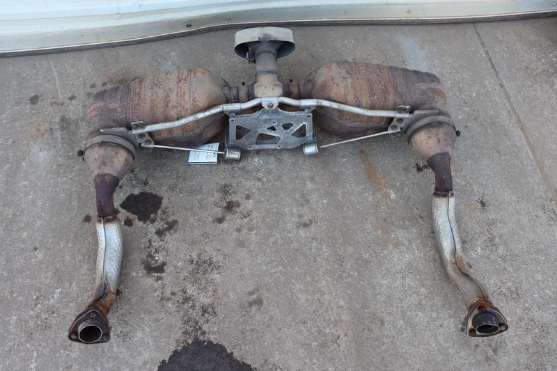 2005-2006 PORSCHE BOXSTER REAR EXHAUST MUFFLER TAILPIPE ASSEMBLY W/ BRACKET OEM