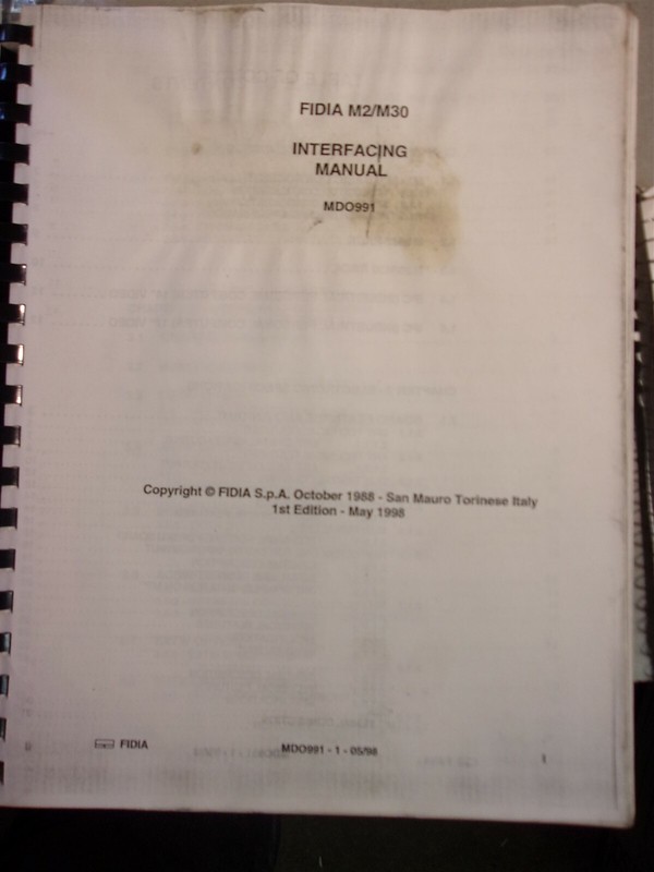 Fidia M2/M30 Interfacing Manual MD0991 *FREE SHIPPING*