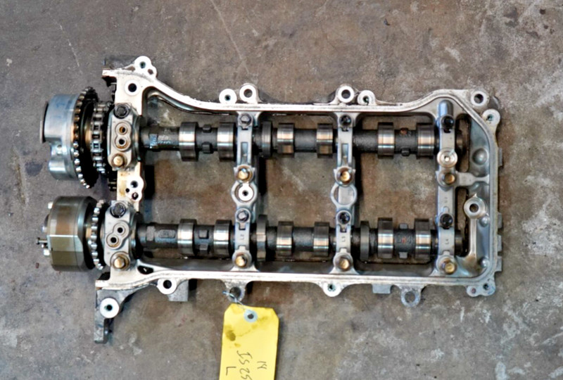 06-15 LEXUS IS250 INTAKE & EXHAUST CAMSHAFTS W/ HOUSING & TIMING GEARS LEFT OEM