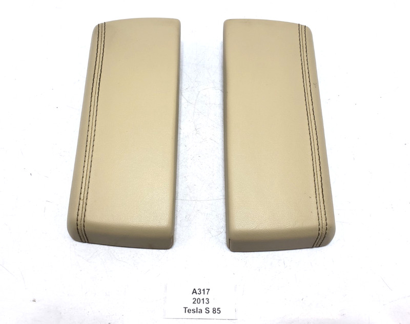 ✅ 12-16 OEM Tesla Model S Left Right Center Console Armrest Pad Leather Tan*