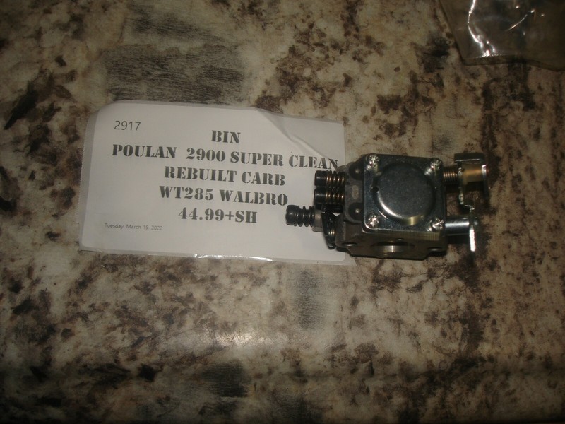 Poulan 2900 superwalbro wt285 carburetor Rebuiltchainsaw partbin 370