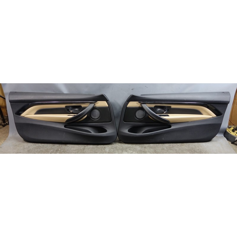 Damaged 15-20 BMW F82 F83 M4 Front Interior Door Panel Trim Pair Sonoma Beige OE