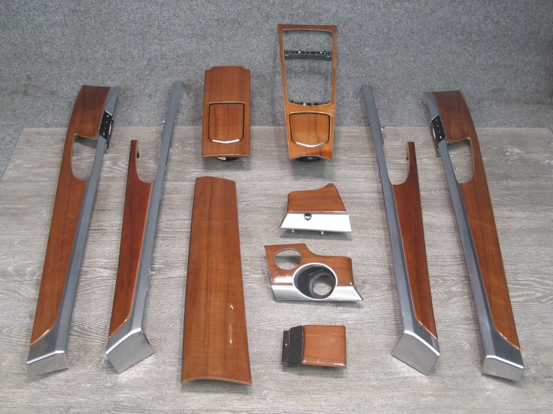 13-16 PORSCHE PANAMERA 970 DASH CONSOLE FRONT & REAR DOOR PANEL TRIM WOOD SET