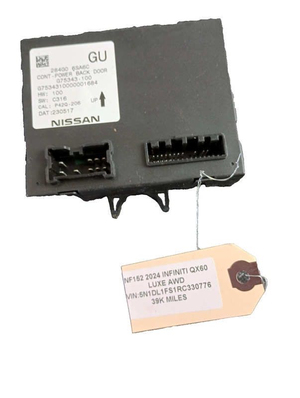 23-24 Infiniti QX60 Tailgate Liftgate Trunk Control Module Unit OEM 284G0-6SA6C