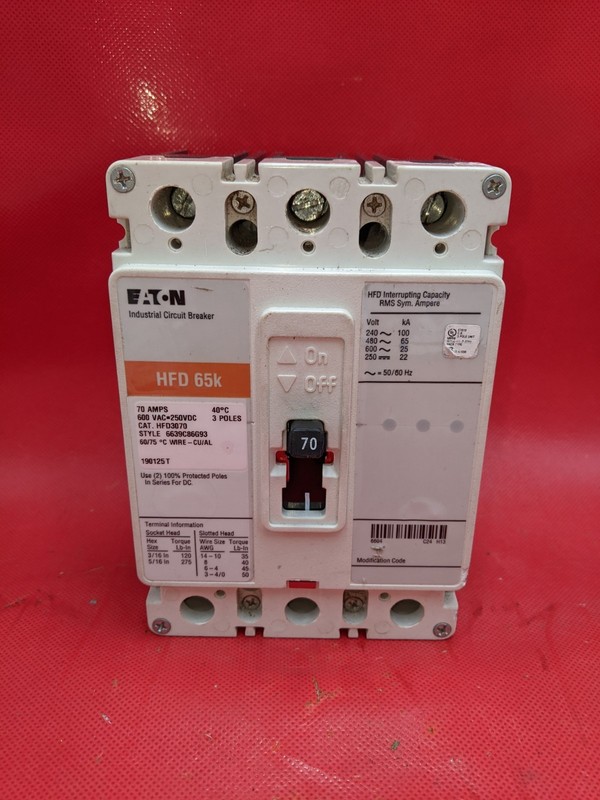 EATON HFD3070 65K 3 POLE 70 AMP BREAKERWD-17462