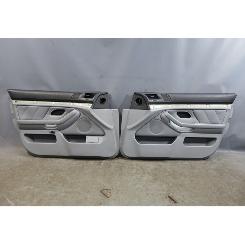 1997-2003 BMW E39 5-Series Factory Front Interior Door Panel Trim Cards Grey OEM