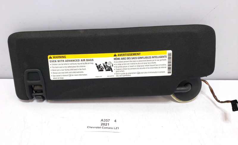 ✅ 17-24 OEM Chevrolet Camaro ZL1 Front Right Passenger Side Sun Visor Black