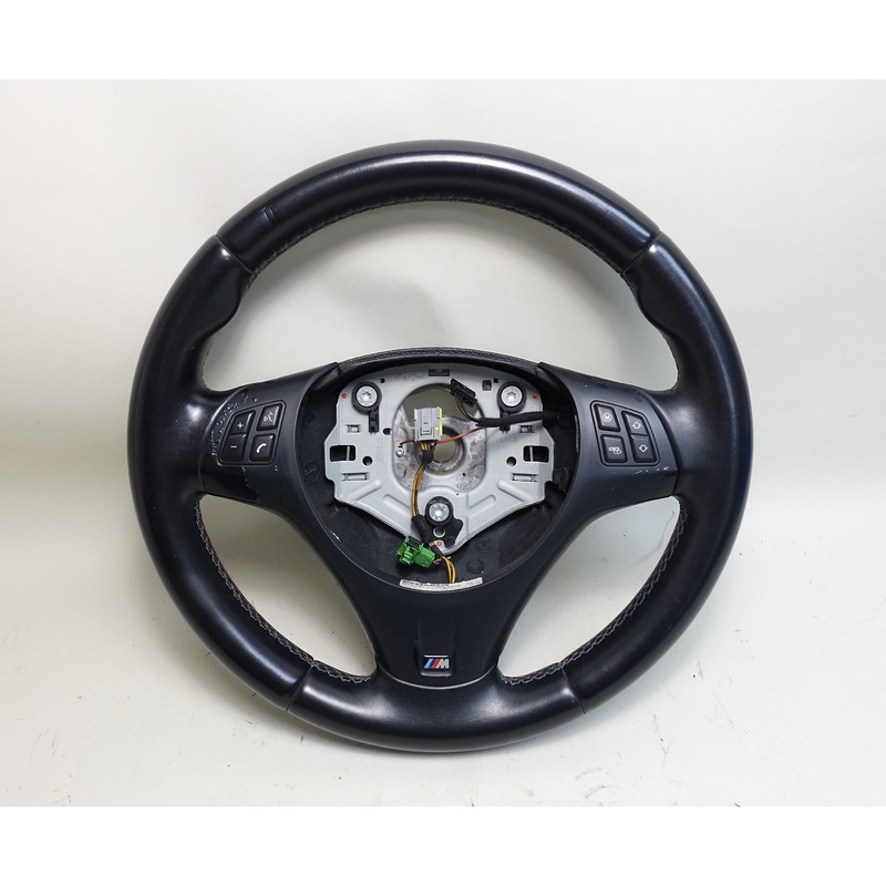 Damaged 08-13 BMW E90 M3 M Sport Steering Wheel Multifunction Black Leather OEM